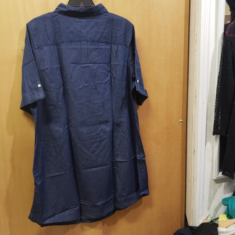 NWT Karen Scott cotton chambray shirt dress SZ 3XL NNN - Picture 2 of 6